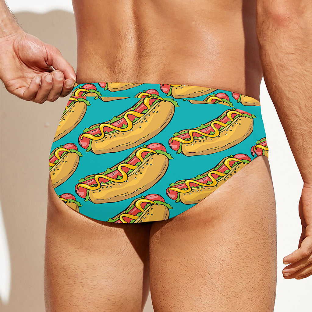 Drawing Hot Dog Pattern Print Men's Swim Briefs