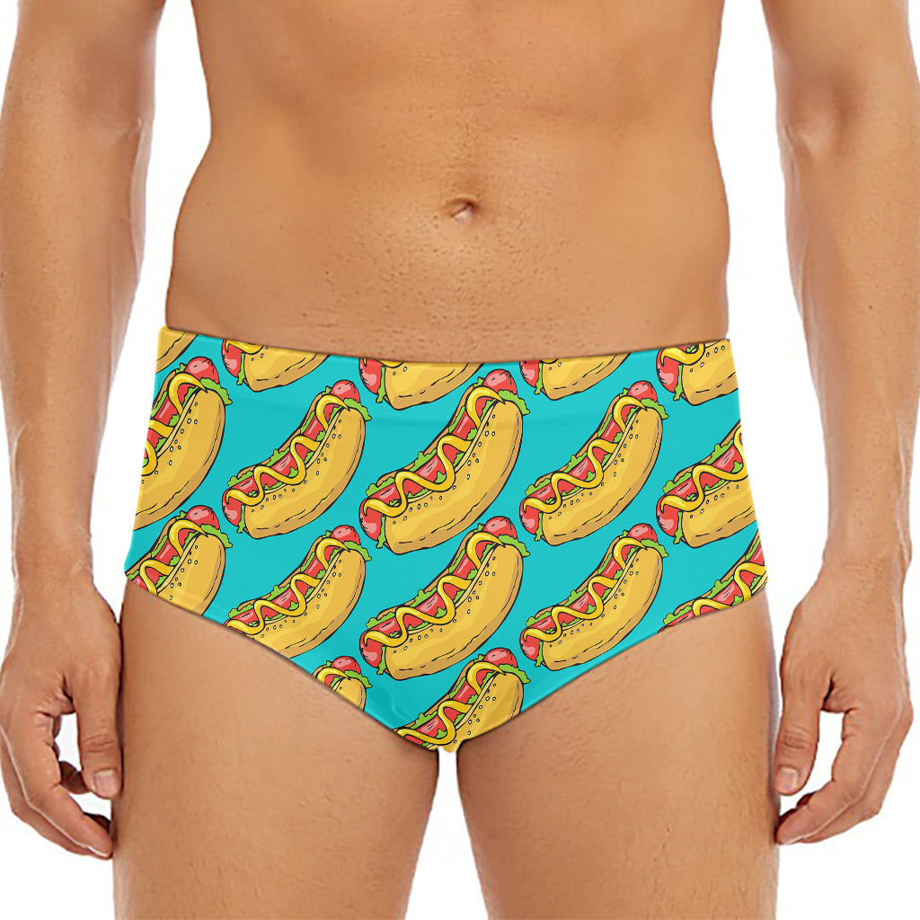 Drawing Hot Dog Pattern Print Men's Triangle Swim Briefs