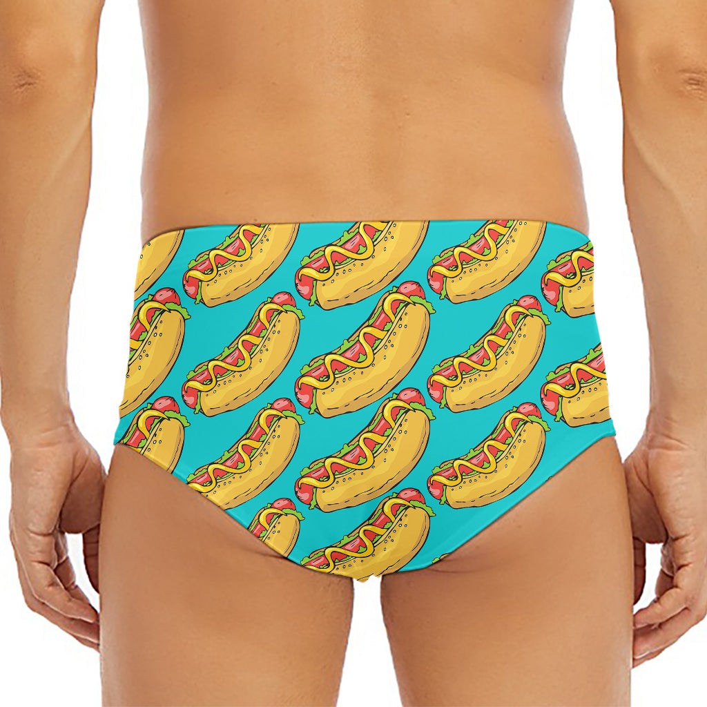 Drawing Hot Dog Pattern Print Men's Triangle Swim Briefs