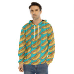 Drawing Hot Dog Pattern Print Men's Velvet Pullover Hoodie