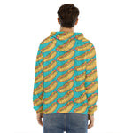 Drawing Hot Dog Pattern Print Men's Velvet Pullover Hoodie