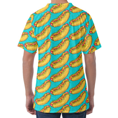 Drawing Hot Dog Pattern Print Men's Velvet T-Shirt