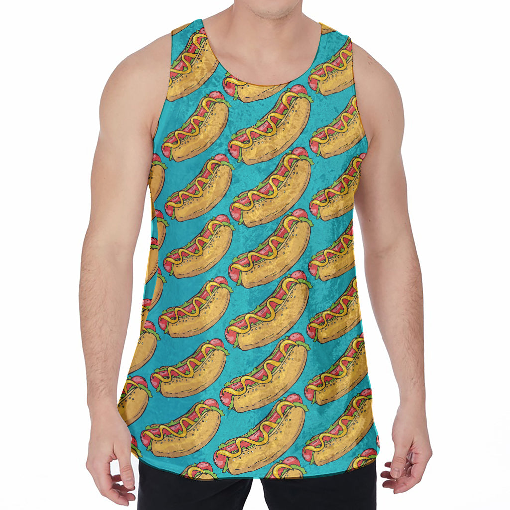Drawing Hot Dog Pattern Print Men's Velvet Tank Top