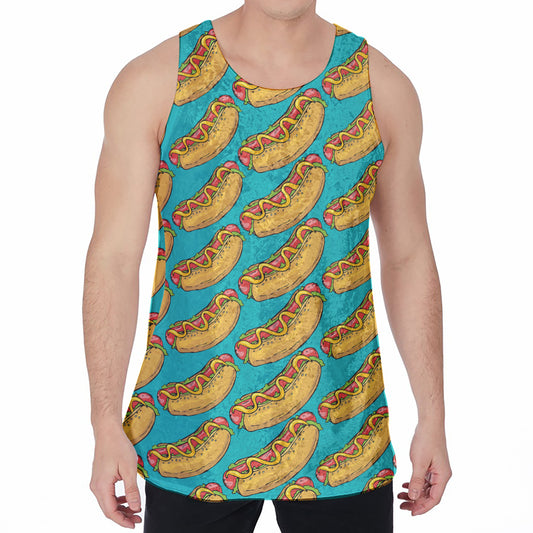 Drawing Hot Dog Pattern Print Men's Velvet Tank Top