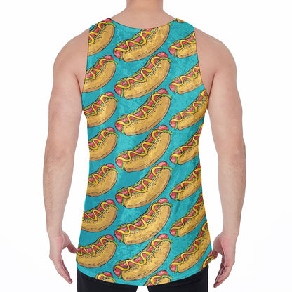 Drawing Hot Dog Pattern Print Men's Velvet Tank Top