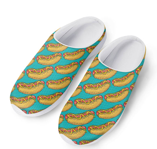 Drawing Hot Dog Pattern Print Mesh Casual Shoes