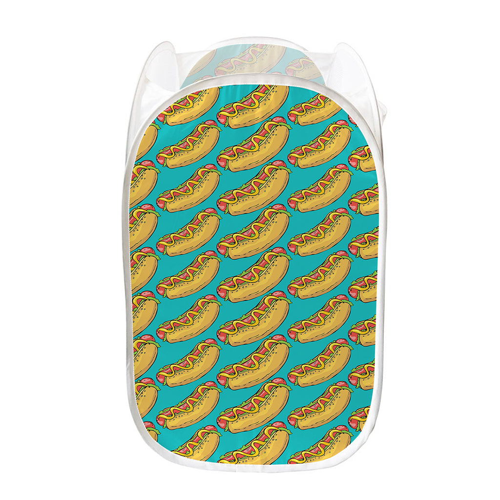 Drawing Hot Dog Pattern Print Mesh Laundry Hamper