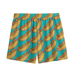 Drawing Hot Dog Pattern Print Mesh Shorts