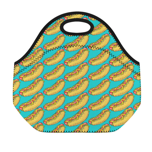 Drawing Hot Dog Pattern Print Neoprene Lunch Bag