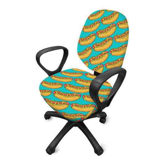 Drawing Hot Dog Pattern Print Office Chair Cover