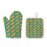 Drawing Hot Dog Pattern Print Oven Mitt And Pot Holder Set