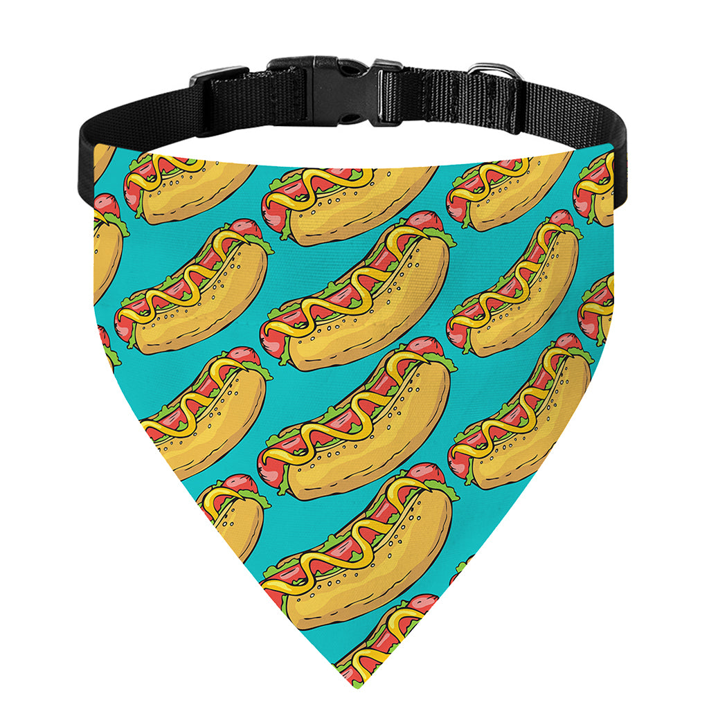 Drawing Hot Dog Pattern Print Over The Collar Dog Bandana