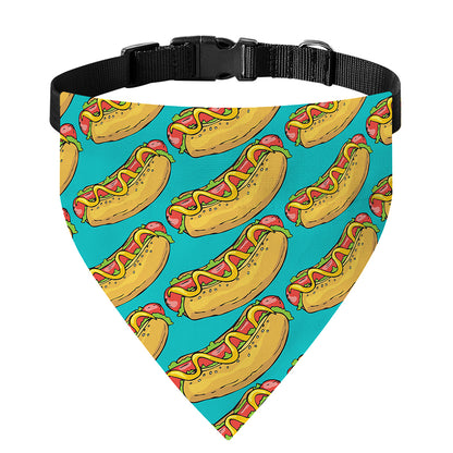 Drawing Hot Dog Pattern Print Over The Collar Dog Bandana