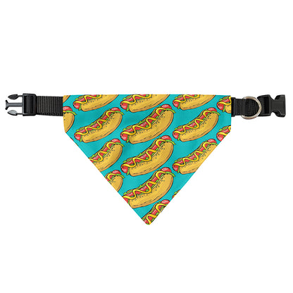 Drawing Hot Dog Pattern Print Over The Collar Dog Bandana