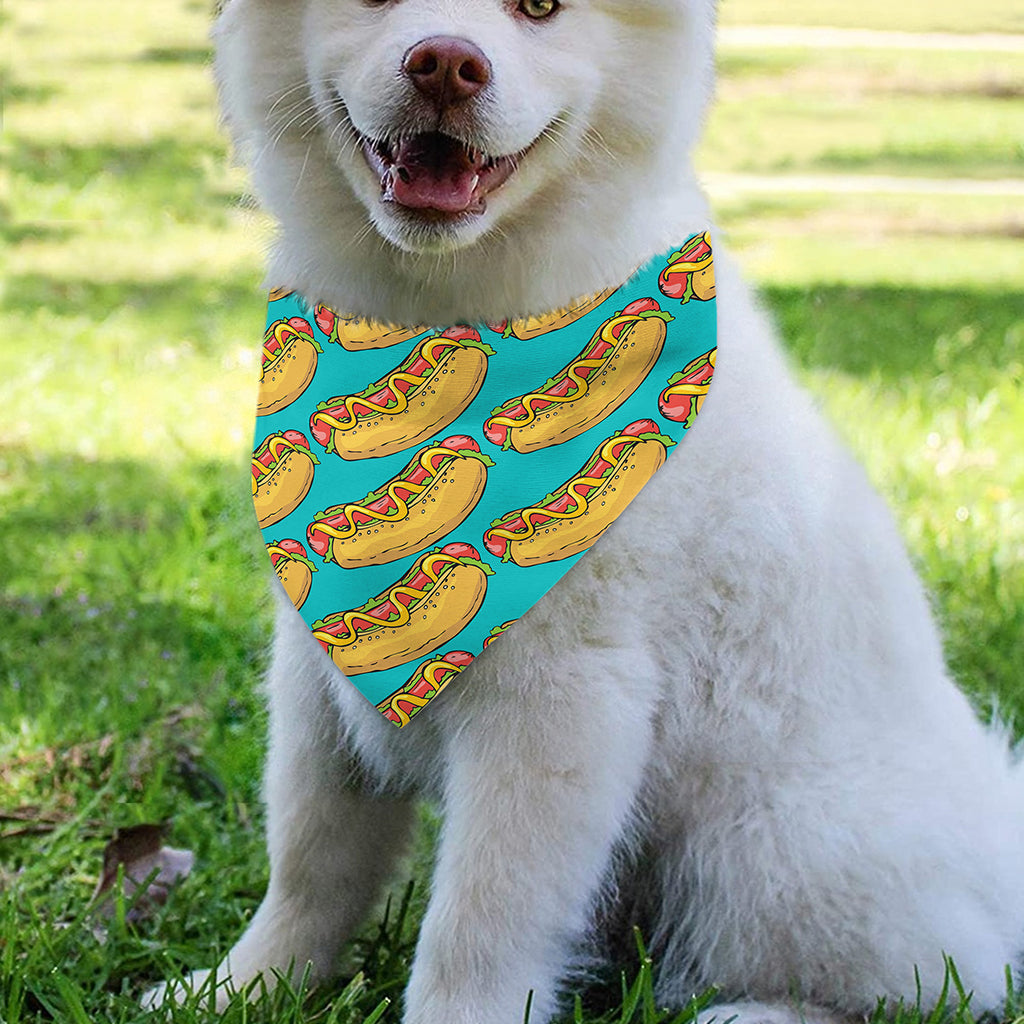 Drawing Hot Dog Pattern Print Over The Collar Dog Bandana