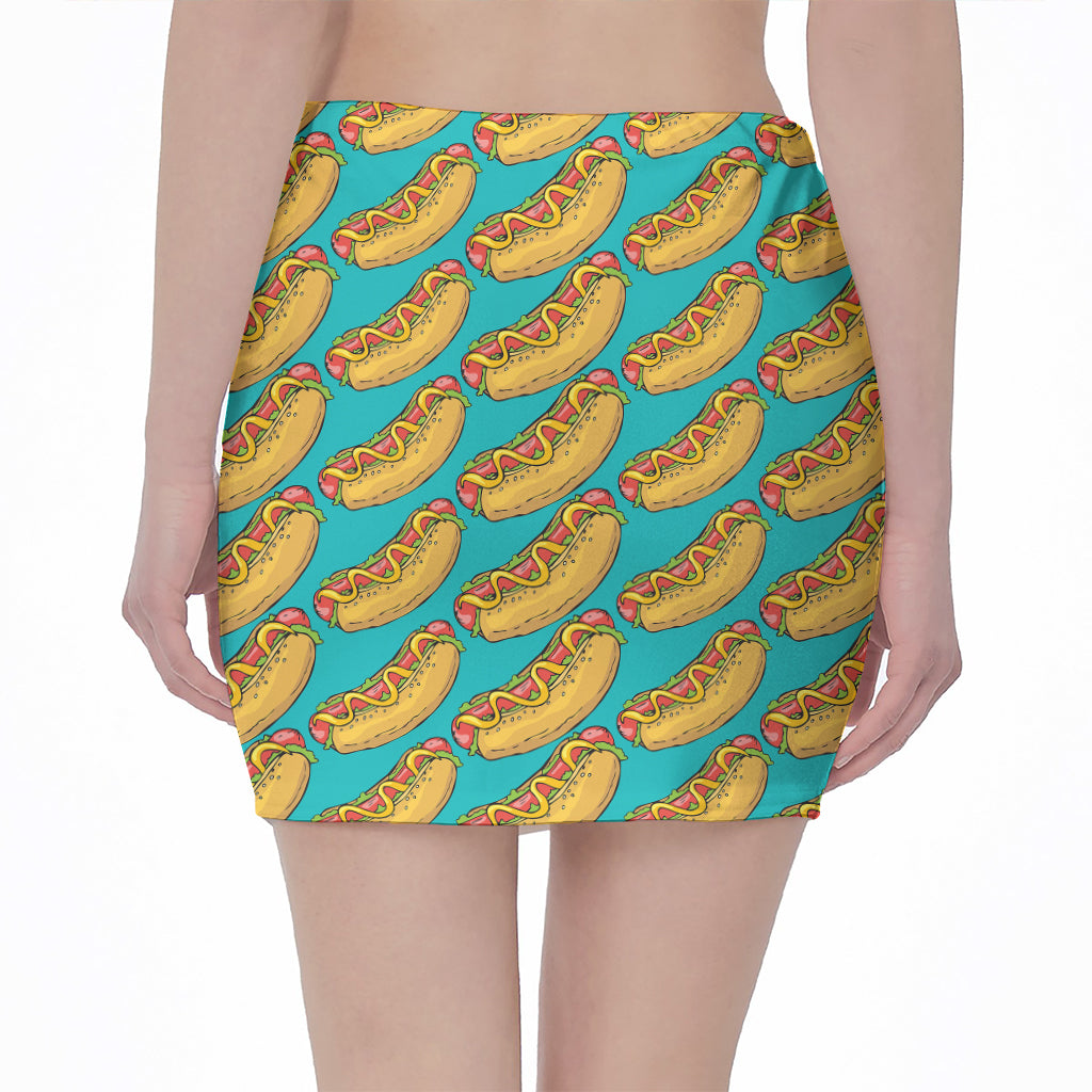 Drawing Hot Dog Pattern Print Pencil Mini Skirt