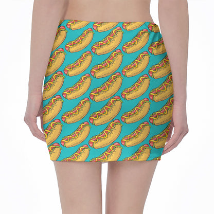 Drawing Hot Dog Pattern Print Pencil Mini Skirt
