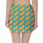 Drawing Hot Dog Pattern Print Pencil Mini Skirt