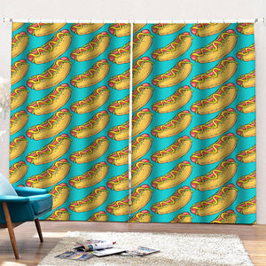 Drawing Hot Dog Pattern Print Pencil Pleat Curtains