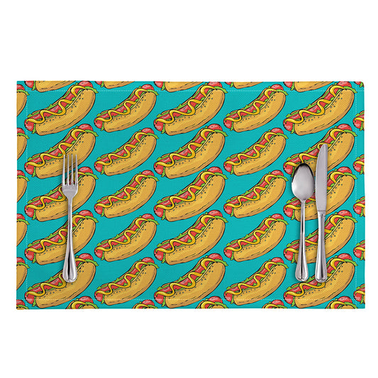 Drawing Hot Dog Pattern Print Placemat