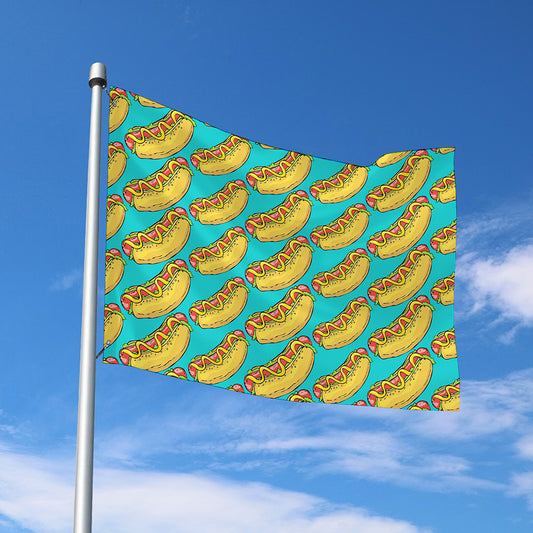 Drawing Hot Dog Pattern Print Polyester Flag