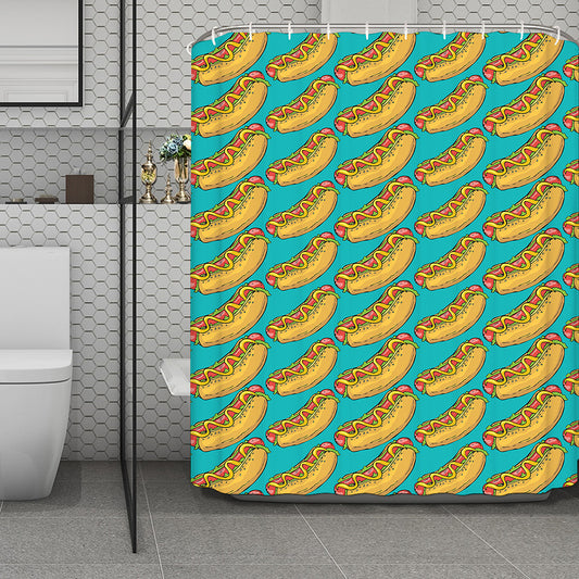 Drawing Hot Dog Pattern Print Polyester Shower Curtain