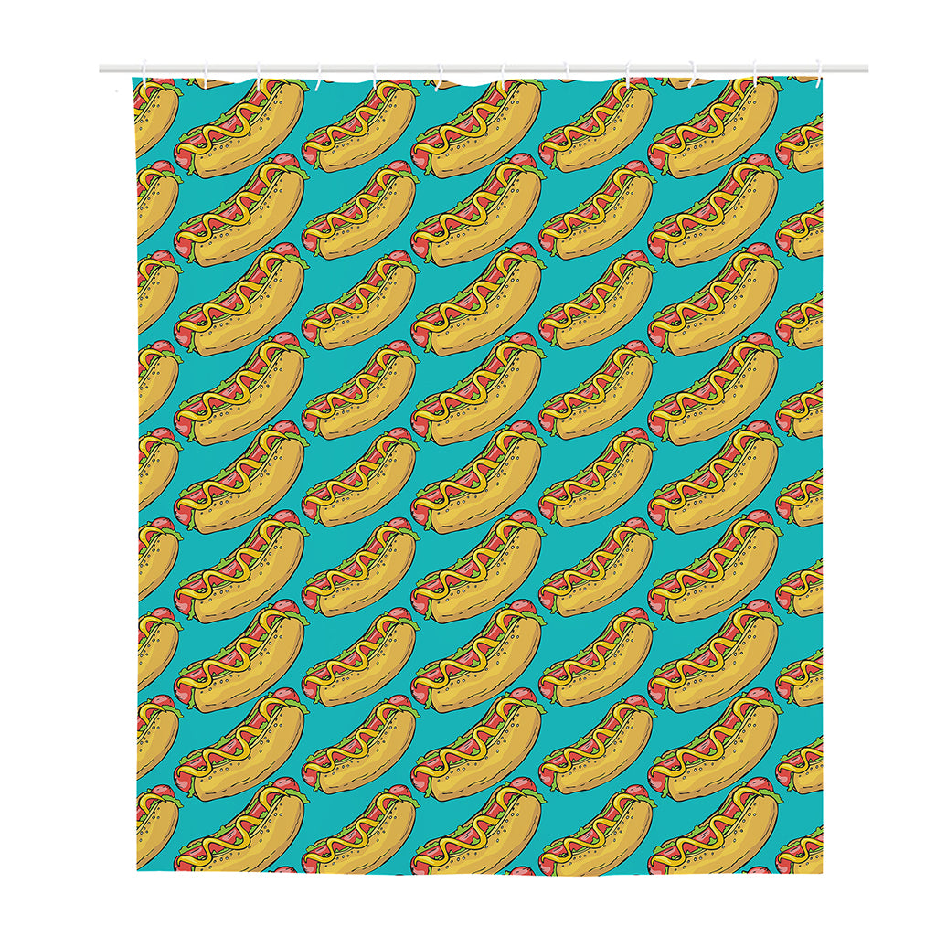 Drawing Hot Dog Pattern Print Polyester Shower Curtain