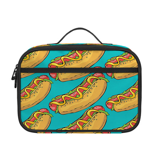 Drawing Hot Dog Pattern Print Portable Lunch Bag