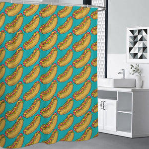 Drawing Hot Dog Pattern Print Premium Shower Curtain