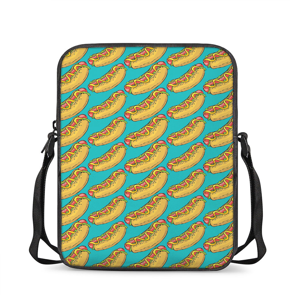 Drawing Hot Dog Pattern Print Rectangular Crossbody Bag