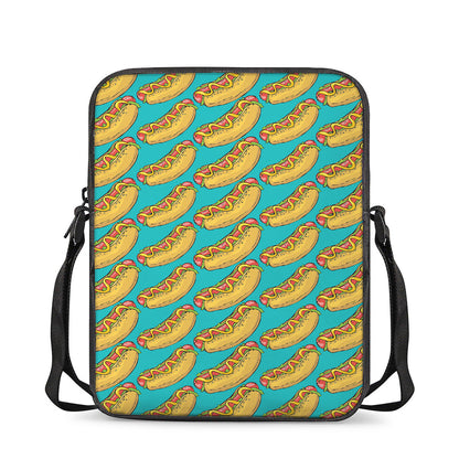Drawing Hot Dog Pattern Print Rectangular Crossbody Bag