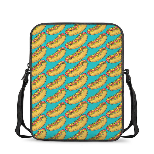 Drawing Hot Dog Pattern Print Rectangular Crossbody Bag