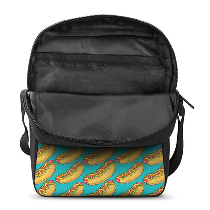 Drawing Hot Dog Pattern Print Rectangular Crossbody Bag