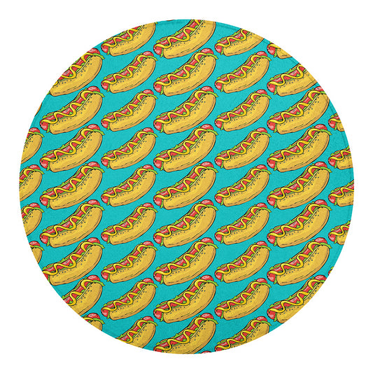 Drawing Hot Dog Pattern Print Round Blanket