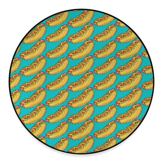 Drawing Hot Dog Pattern Print Round Floor Mat