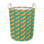 Drawing Hot Dog Pattern Print Round Laundry Basket