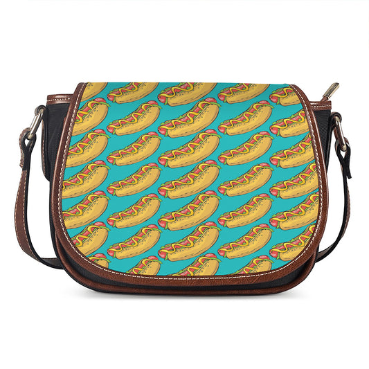 Drawing Hot Dog Pattern Print Saddle Bag
