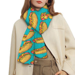 Drawing Hot Dog Pattern Print Scarf