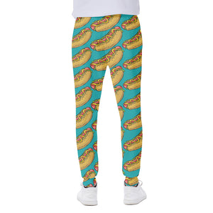 Drawing Hot Dog Pattern Print Scuba Joggers