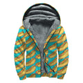 Drawing Hot Dog Pattern Print Sherpa Lined Zip Up Hoodie