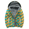 Drawing Hot Dog Pattern Print Sherpa Lined Zip Up Hoodie