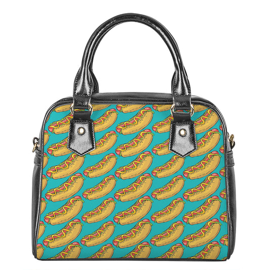 Drawing Hot Dog Pattern Print Shoulder Handbag