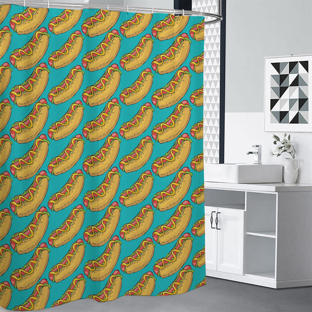 Drawing Hot Dog Pattern Print Shower Curtain