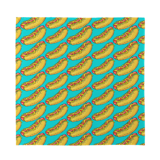 Drawing Hot Dog Pattern Print Silk Bandana