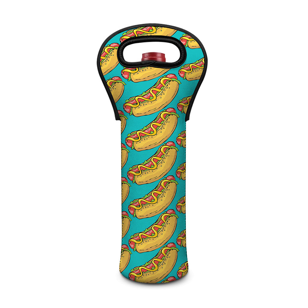 Drawing Hot Dog Pattern Print Single Neoprene Wine Tote