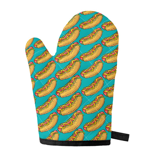Drawing Hot Dog Pattern Print Single Oven Mitt