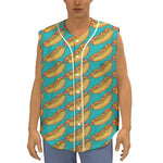 Drawing Hot Dog Pattern Print Sleeveless Baseball Jersey