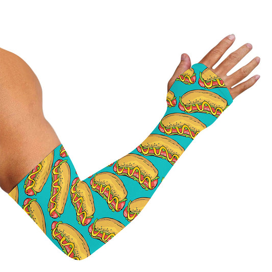 Drawing Hot Dog Pattern Print Sun Protection Arm Sleeves