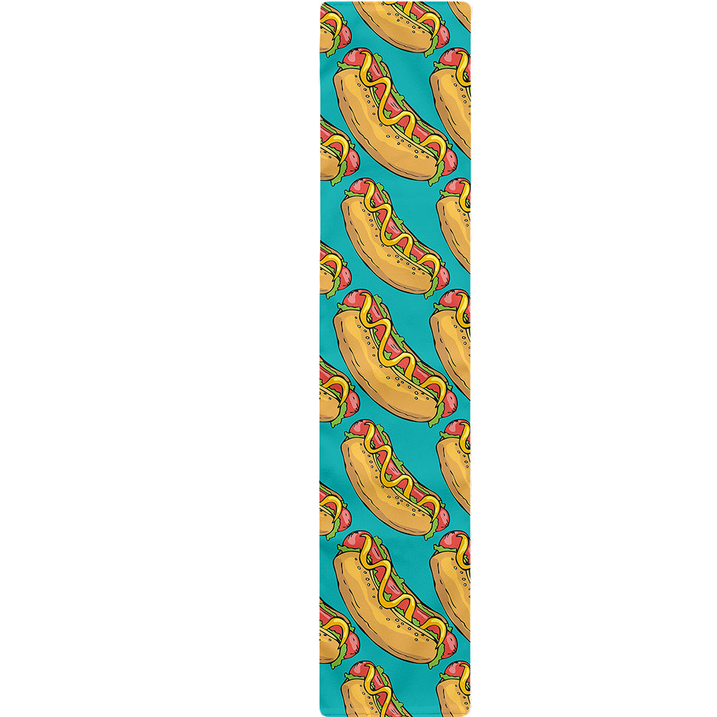 Drawing Hot Dog Pattern Print Table Runner