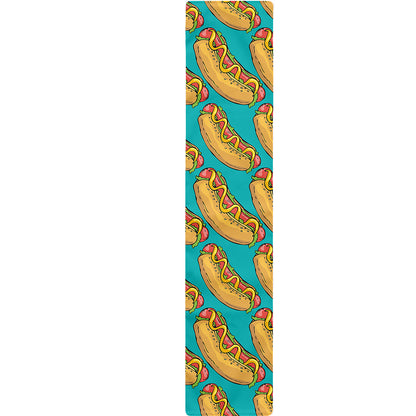 Drawing Hot Dog Pattern Print Table Runner